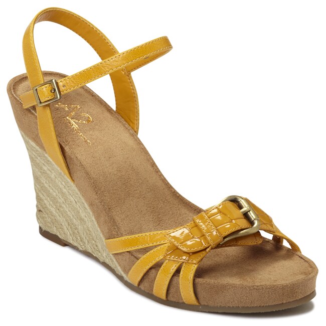 A2 by Aerosoles Women's 'Sageplush' Yellow Wedge Sandals - 14112649 ...
