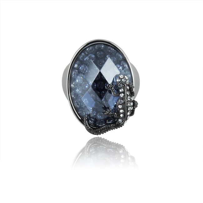 Two tone Blue Crystal Salamander Dome Ring  