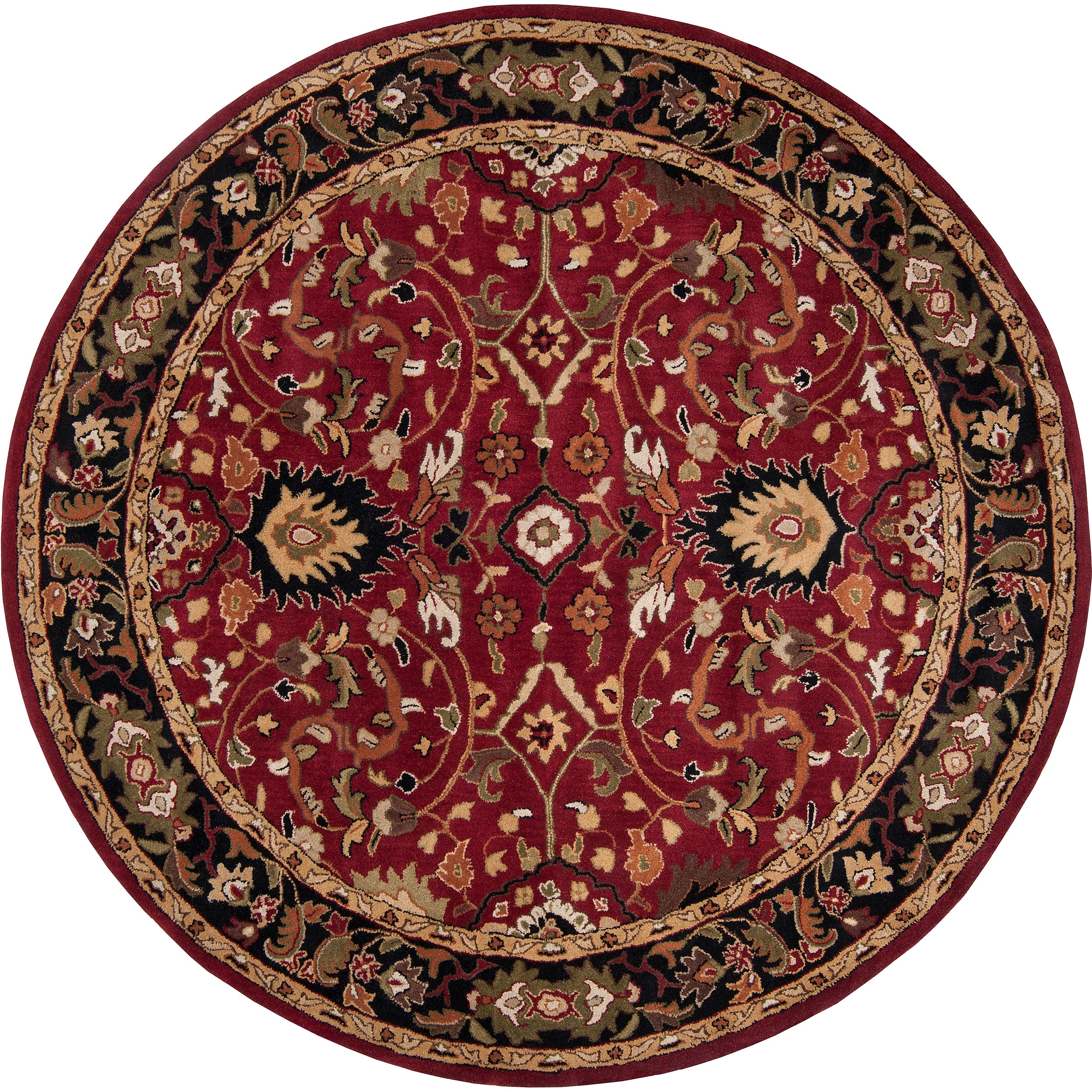 Hand tufted Burgundy Alatana Wool Rug (4 Round)