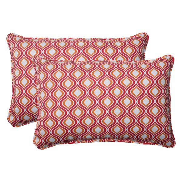 Pillow Perfect Outdoor Zinger Corded Oversized Rectangular Throw Pillow In Pinkorange Set Of 2 1214