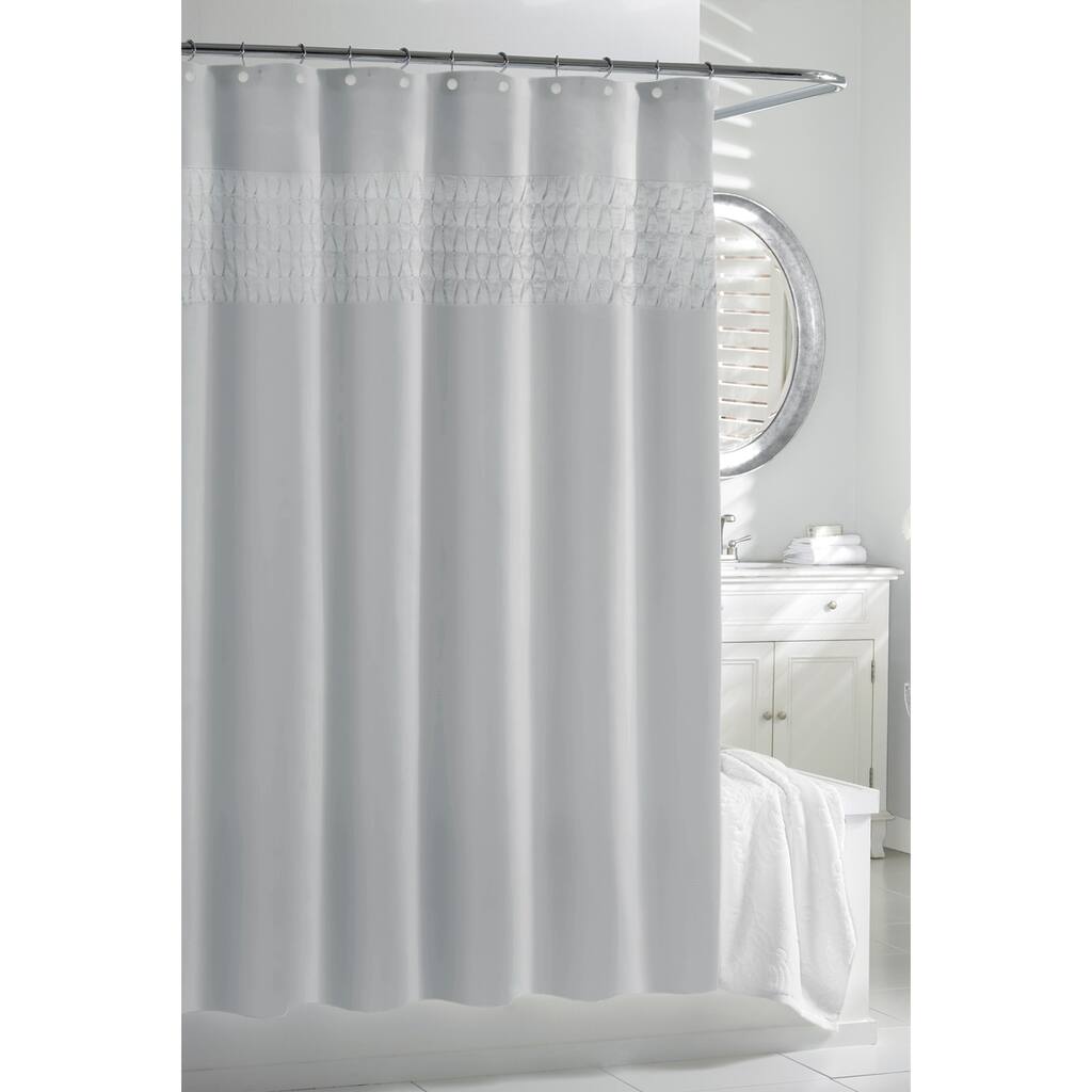 Spa Blue Smocked Pleats Shower Curtain
