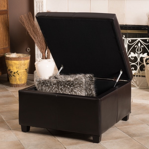 Christopher Knight Home Weldon Leather Storage Ottoman  