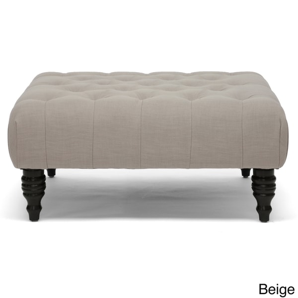 Baxton Studio Keswick Beige Linen Modern Tufted Ottoman Baxton Studio Ottomans