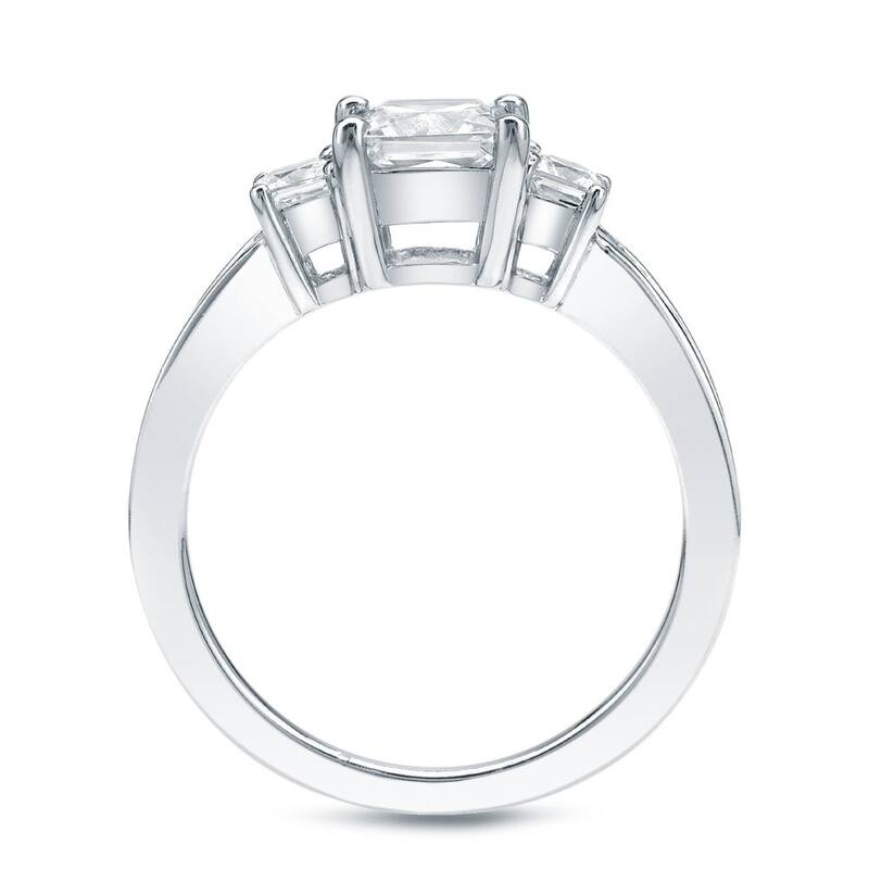Auriya 14k Gold 1 1/2ctw Princess-cut 3-Stone Diamond Engagement Ring