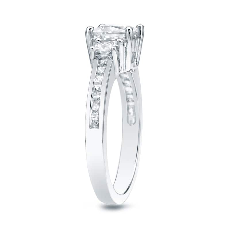 Auriya 14k Gold 1 1/2ctw Princess-cut 3-Stone Diamond Engagement Ring