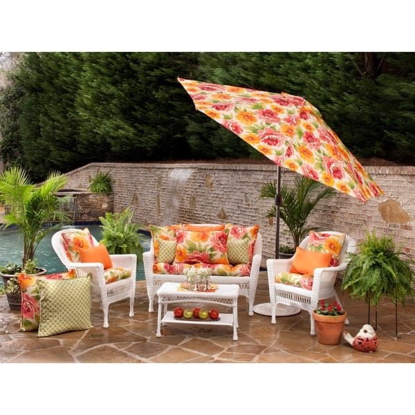 Pillow Perfect Outdoor Patio Sunbrella Fabric Rectangle Seat