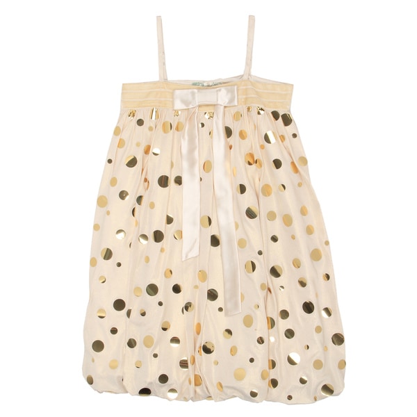 Paulinie Collection Girls' Gold Bow Bubble Dress