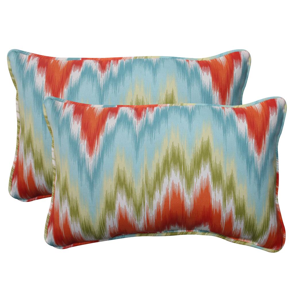 Pillow Perfect Opal Outdoor Flamestitch Corded Rectangular Throw Pillow (Set of 2)