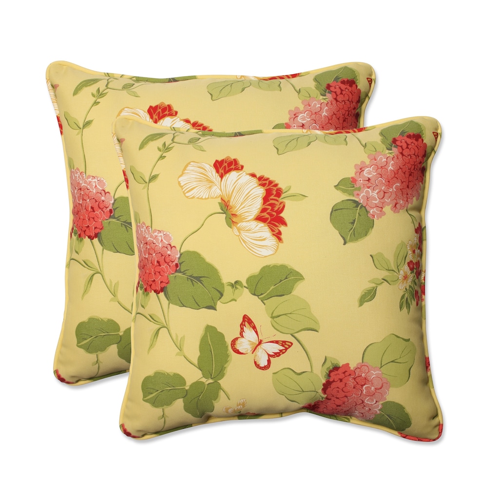 Pillow Perfect 'Risa' Lemonade Corded Indoor/ Outdoor Throw Pillows (Set of 2)