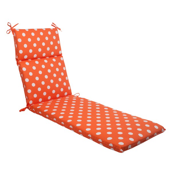 Shop Pillow Perfect Orange Polka Dot Indoor/ Outdoor Chaise Lounge Cushion Free Shipping Today