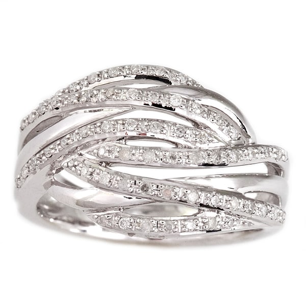 Shop Sterling Silver 1/4ct TDW Diamond Crossover Ring (H-I, I2) - Free ...