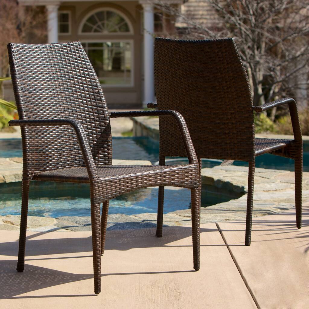 Canoga Outdoor Wicker Chairs (Set of 2) by Christopher Knight Home
