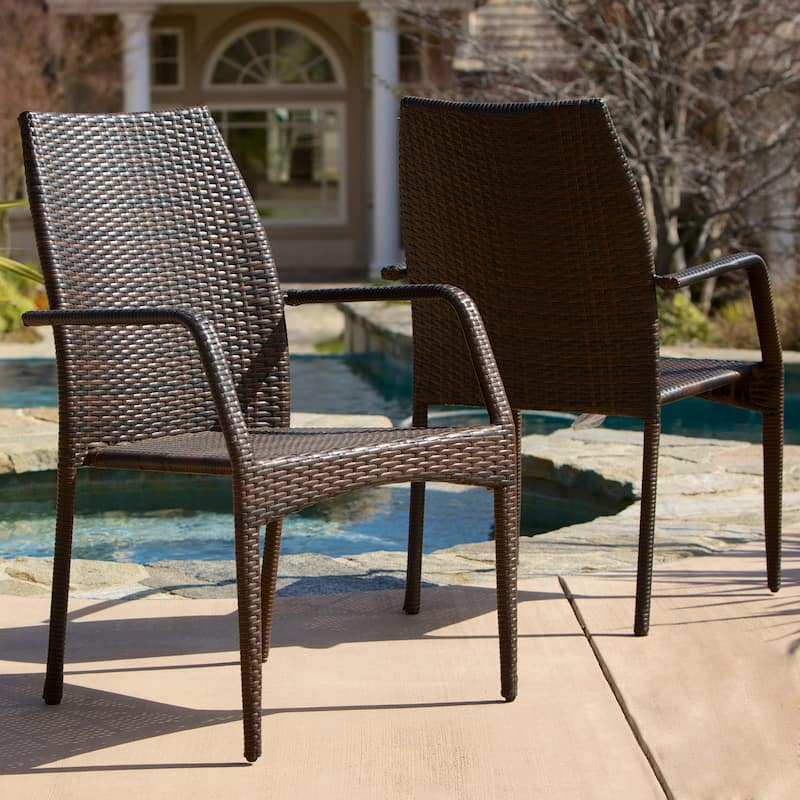 Canoga Outdoor Wicker Chairs (Set of 2) by Christopher Knight Home