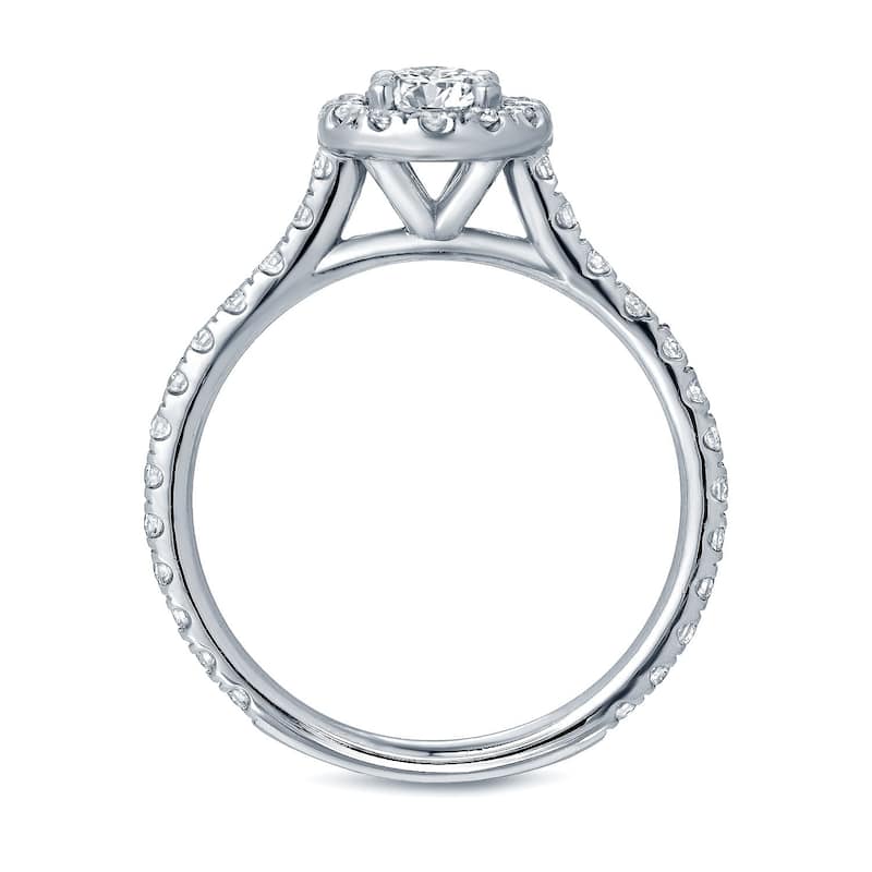 Auriya 1 carat TW Round Halo Diamond Engagement Ring Set 14k Gold