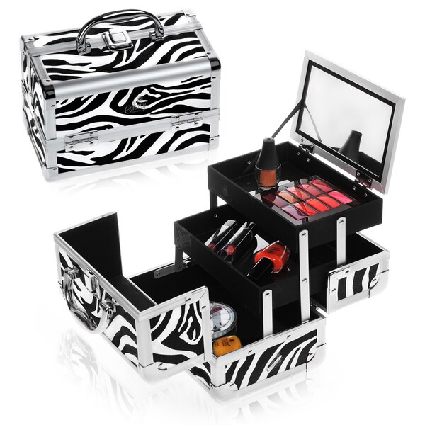 Shany Cosmetics Zebra Makeup Train Case with Mirror - Overstock ...