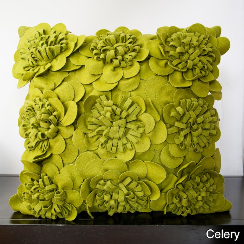Daba Felt Flowers Decorative Pillow (22 x 22)