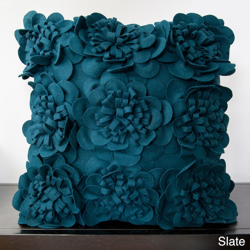 Daba Felt Flowers Decorative Pillow (22 x 22)
