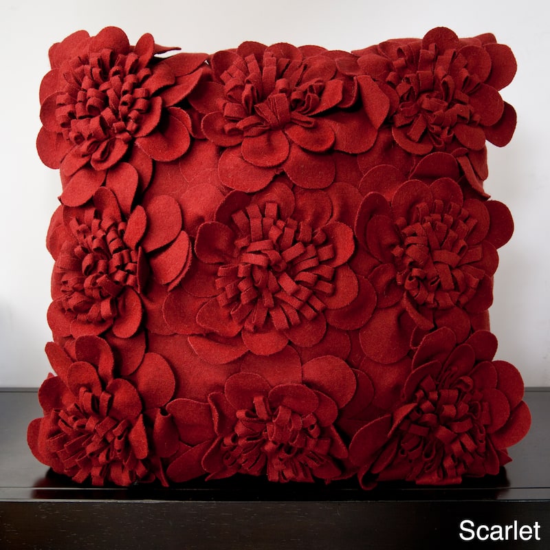 Daba Wool Blend Floral Down-filled Pillow (22-inch Square)