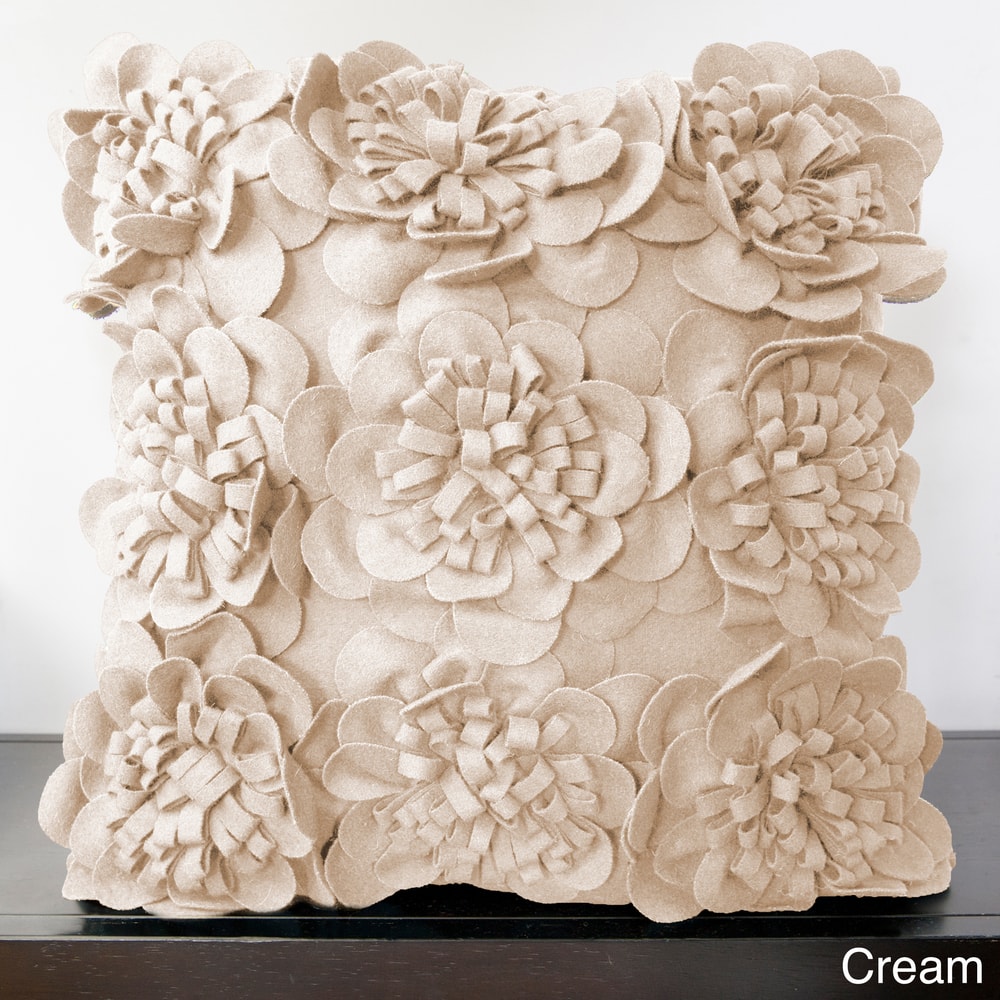 Daba Wool Blend Floral Down-filled Pillow (22-inch Square)