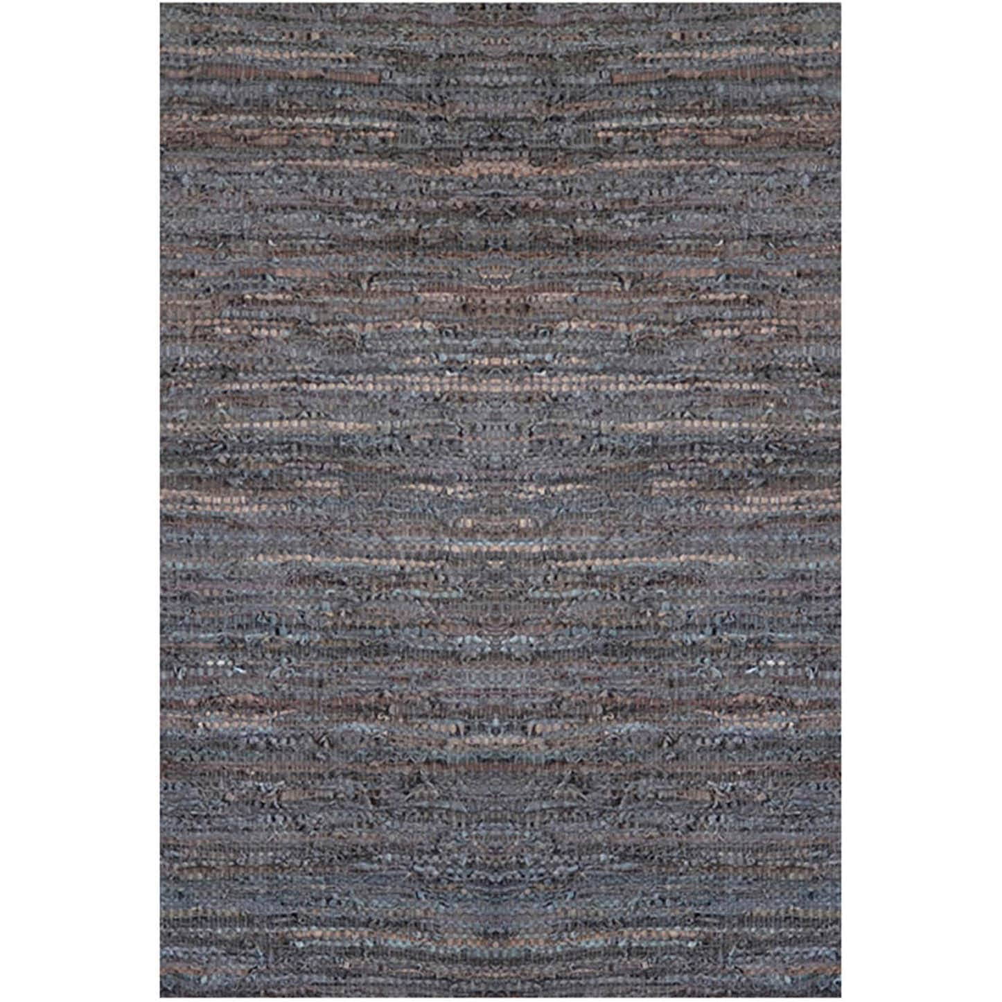 Handwoven Brown Leather Flatweave Rug (6 X 9)