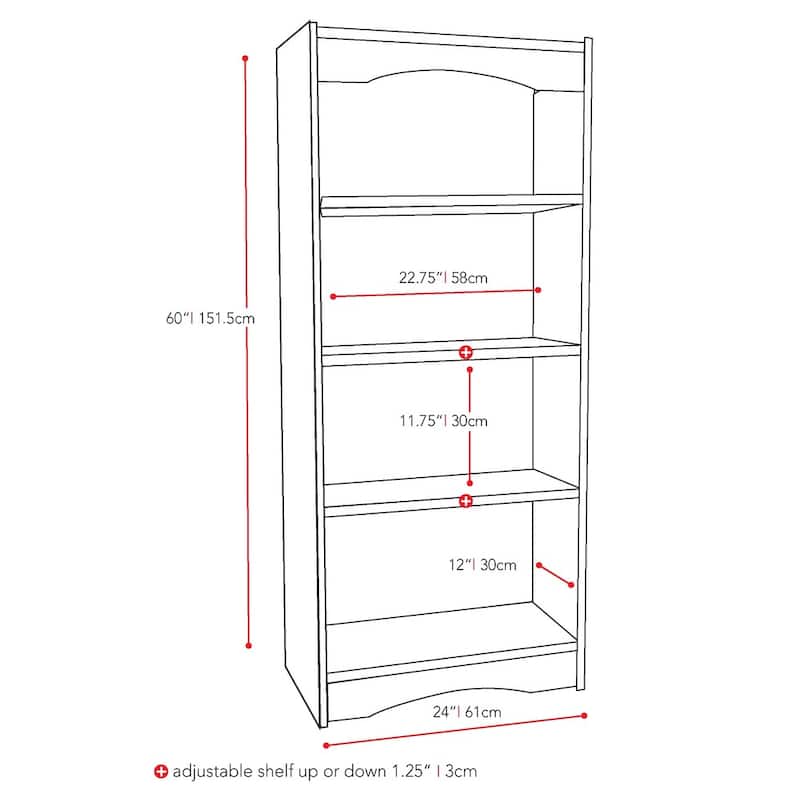 Hawthorn 60-inch Tall Bookcase, Black