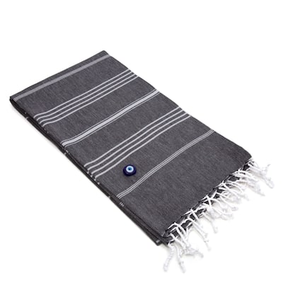 Authentic Fouta Black Charcoal Turkish Cotton Bath/ Beach Towel