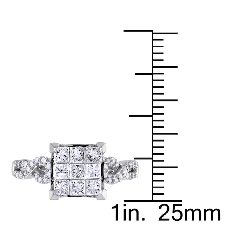 Miadora Signature Collection 10k White Gold 1ct TDW Princess-cut Diamond Composite Engagemnet Ring