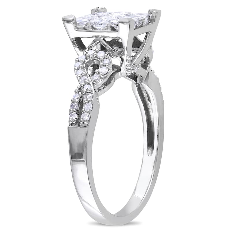 Miadora Signature Collection 10k White Gold 1ct TDW Princess-cut Diamond Composite Engagemnet Ring