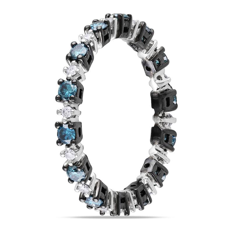 Miadora 14k Gold 3/4ct TDW Blue and White Diamond Eternity Ring