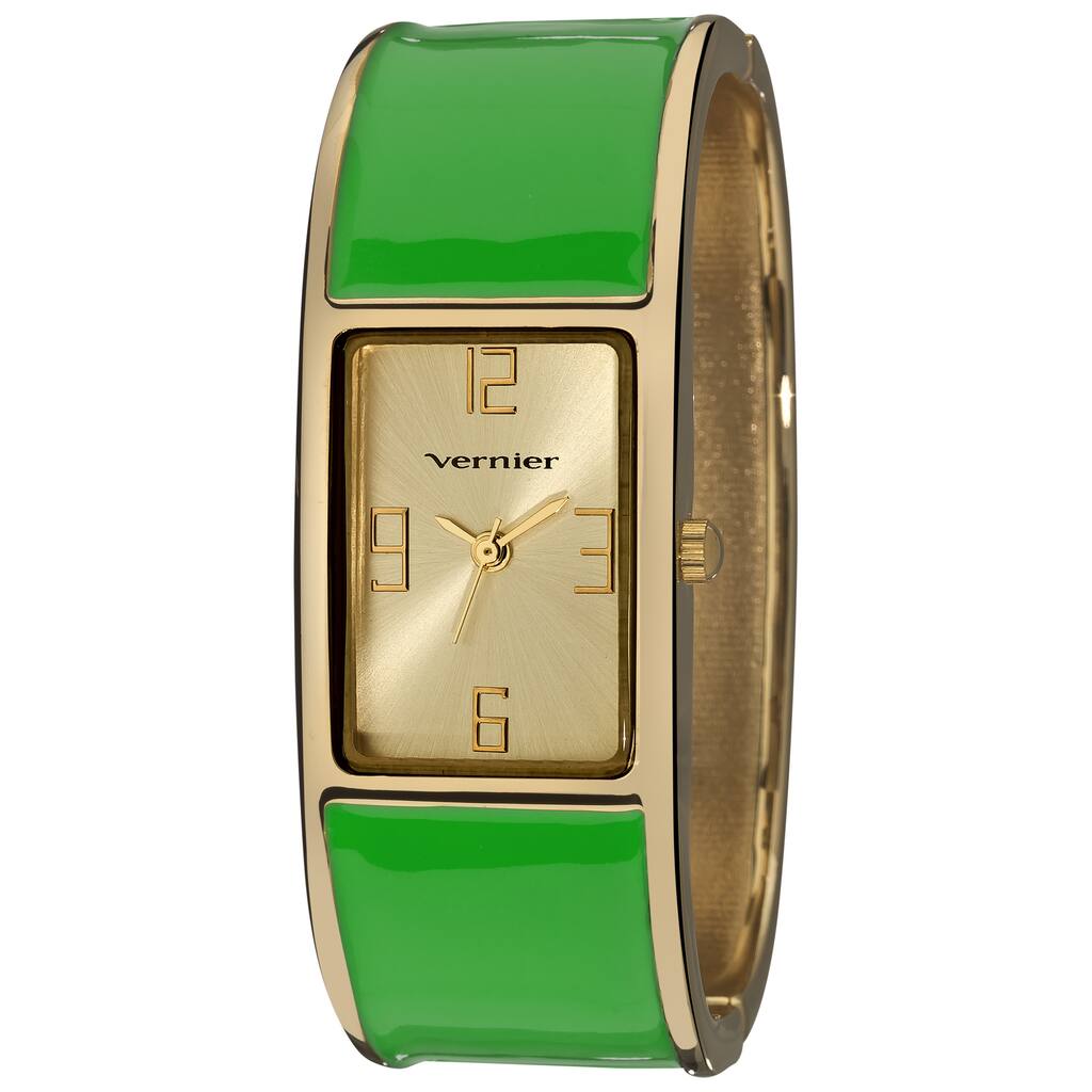 Vernier Women's Colorful Block Green Bangle Fashion Watch