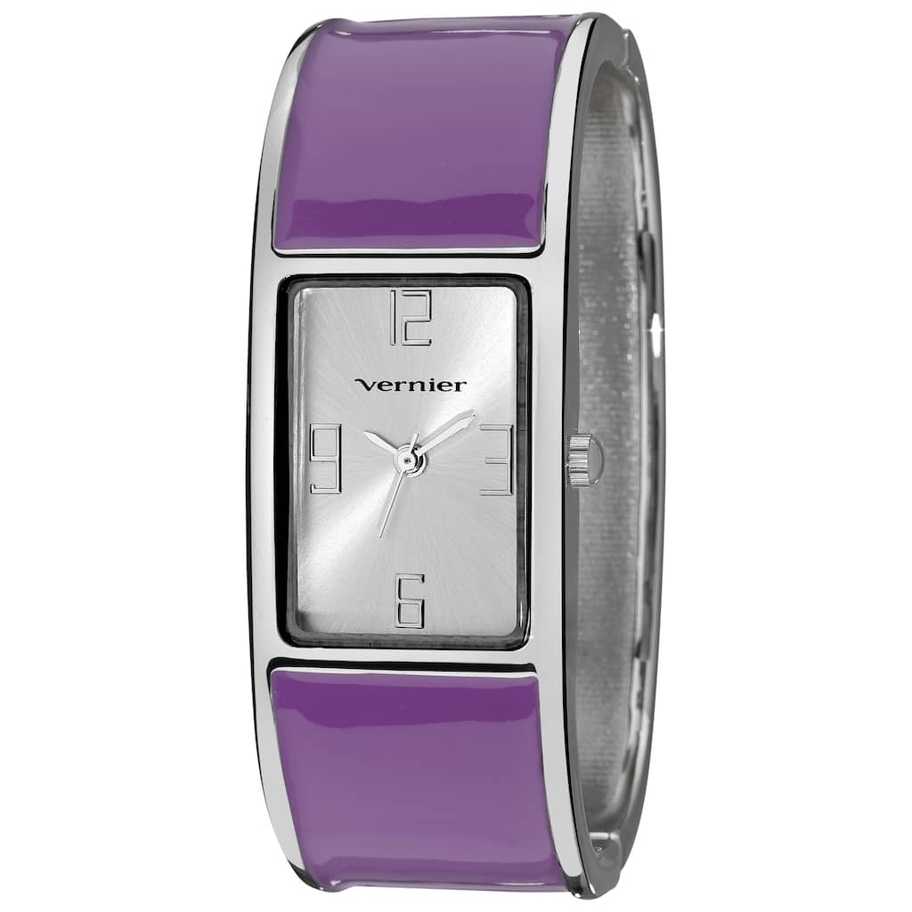 Vernier Ladies Colorful Block Purple Bangle Fashion Watch