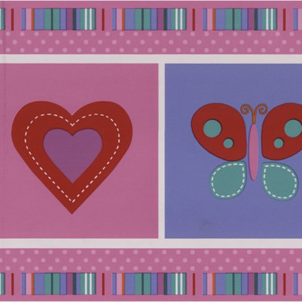 Brewster Pink Children's Picture Border Wallpaper