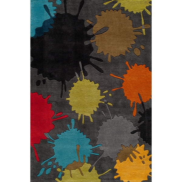 Hand tufted Momeni Lil' Mo Hipster Grey Splash Rug (4' x 6') Momeni 3x5   4x6 Rugs