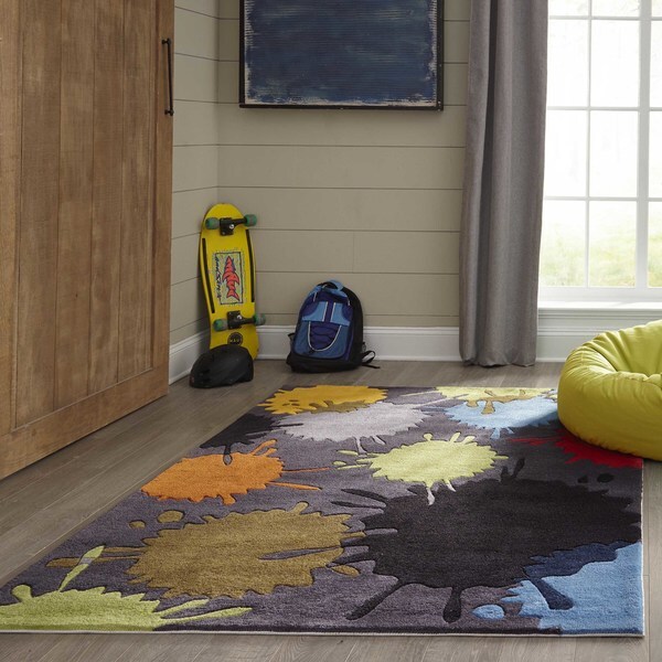 Momeni Lil Mo Hipster Grey Paint Splash Hand-Tufted Rug - 5' x 7'