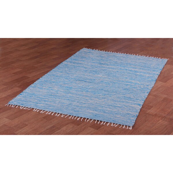 Aqua Reverisble Chenille Flatweave Rug (8' x 10') - 8' x 10'