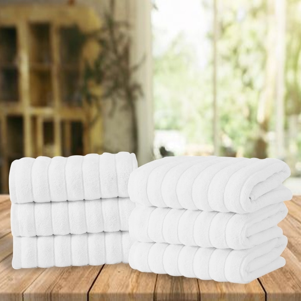 100% cotton white ZOLLNER guest towel set of 6 40x60 cm