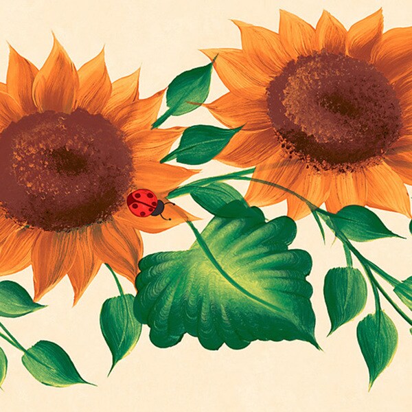 Shop Brewster Yellow Sunflower Floral Border Wallpaper - Free Shipping