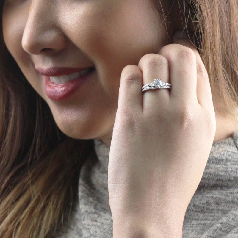 Auriya 14k Gold 1 carat TW 3-Stone Diamond Engagement Ring Set