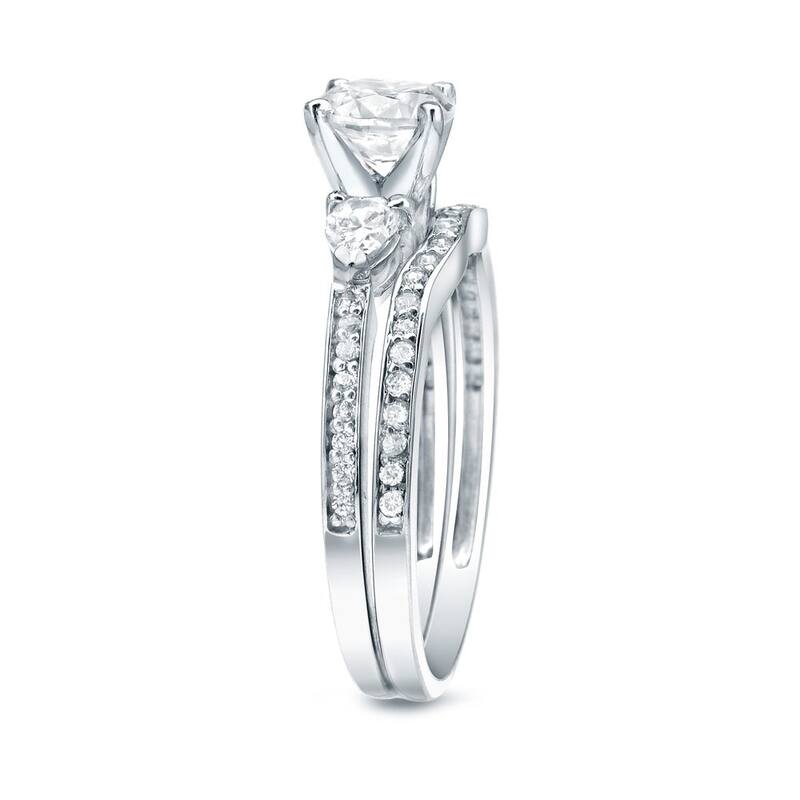 Auriya 14k Gold 1 carat TW 3-Stone Diamond Engagement Ring Set