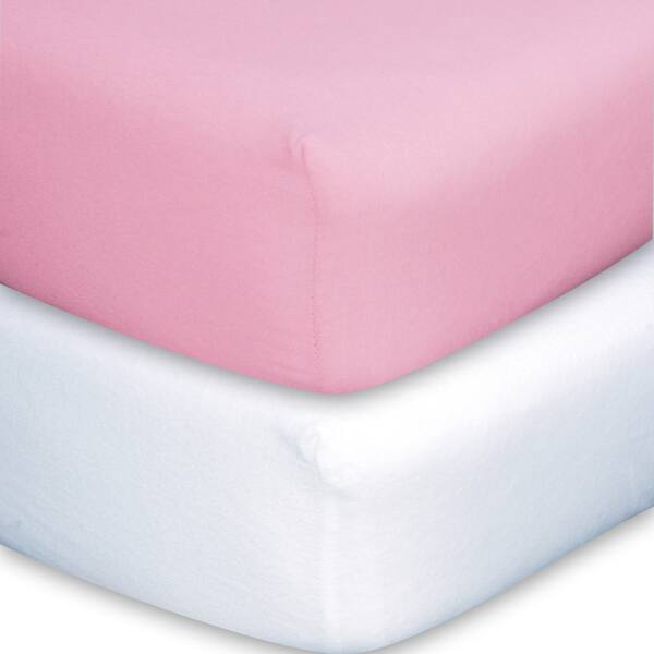 Trend Lab Pink/White Flannel Crib Sheet Set (Pack of 2) Bed Bath & Beyond 7827919