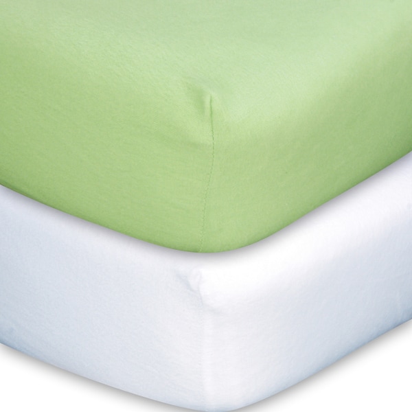 Trend Lab Sage/ White Flannel Crib Sheet Set (Pack of 2)