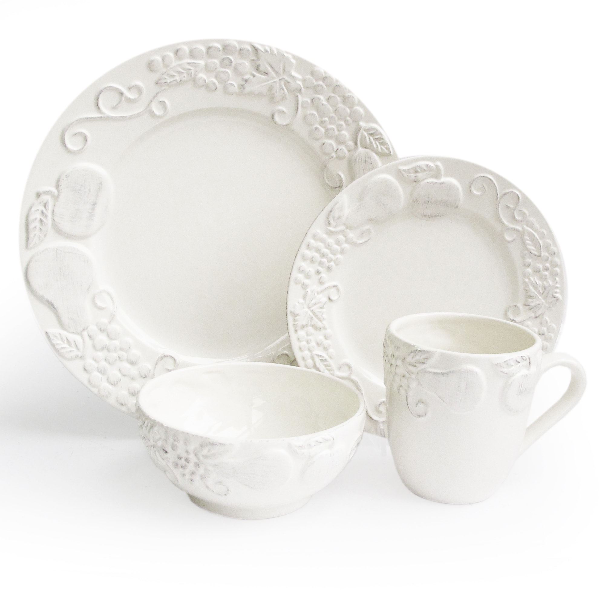 American Atelier White 16 piece Earthenware Dinnerware Set