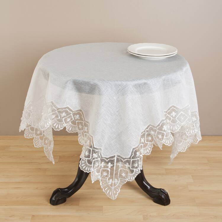 Ivory Embroidered Hand-beaded Tablecloth