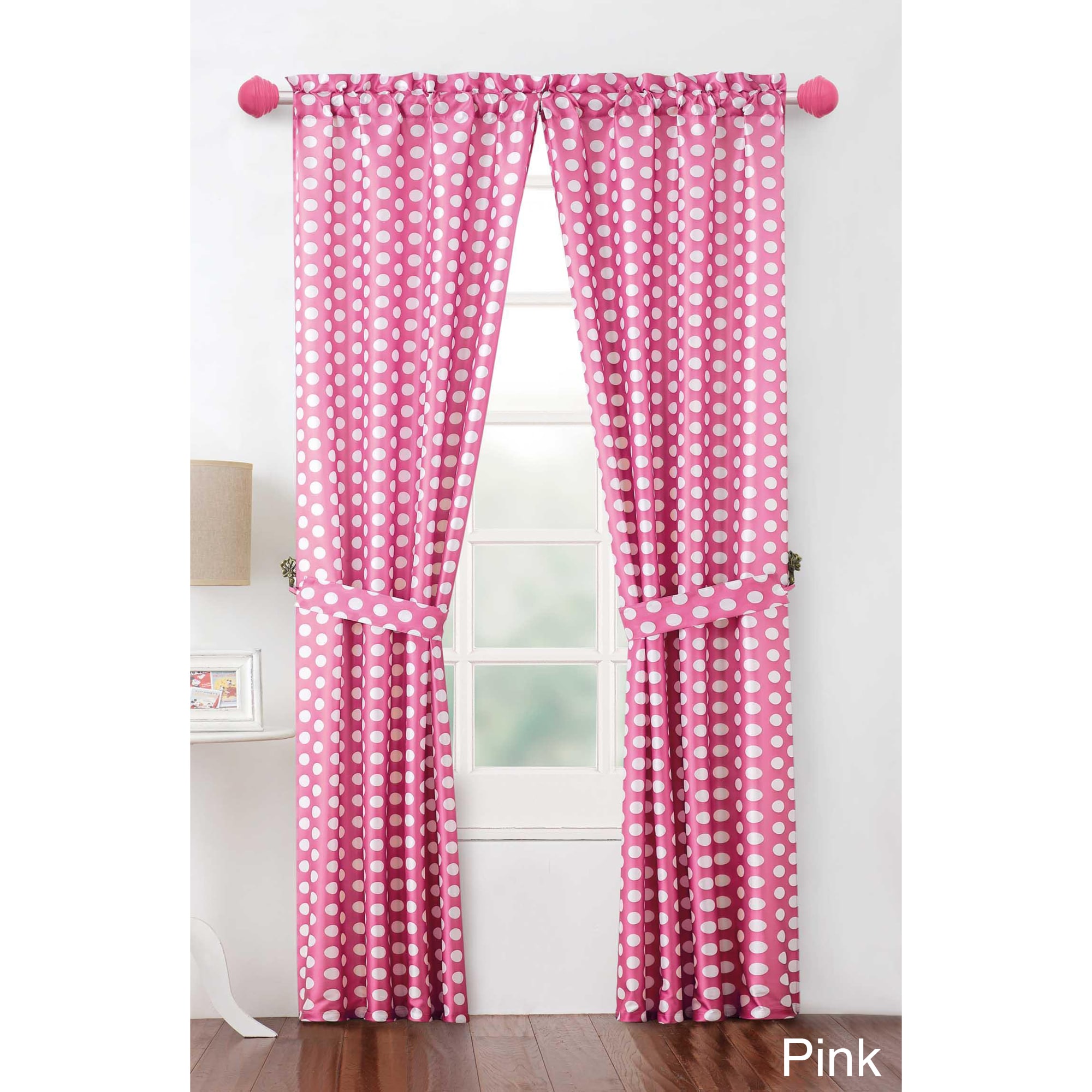 Layla 84 inch Polka Dot Curtain Panel Pair With Tiebacks