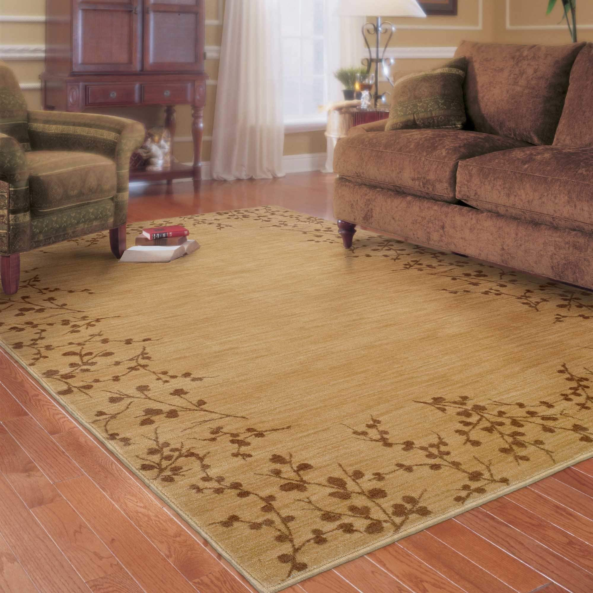 Indoor Beige And Brown Botanical Area Rug (910 X 129)