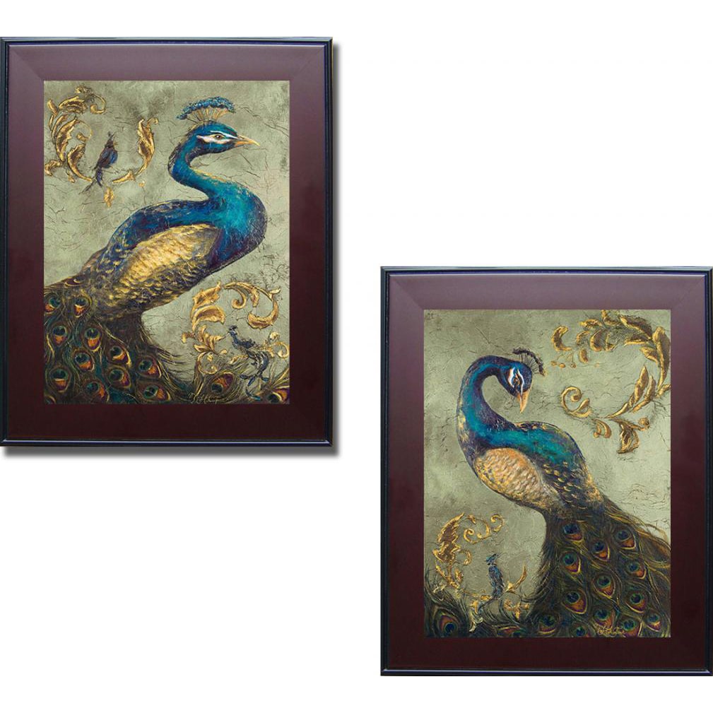Tiffany Hakimpour 'Peacock on Sage I and II' Framed 2-piece Canvas