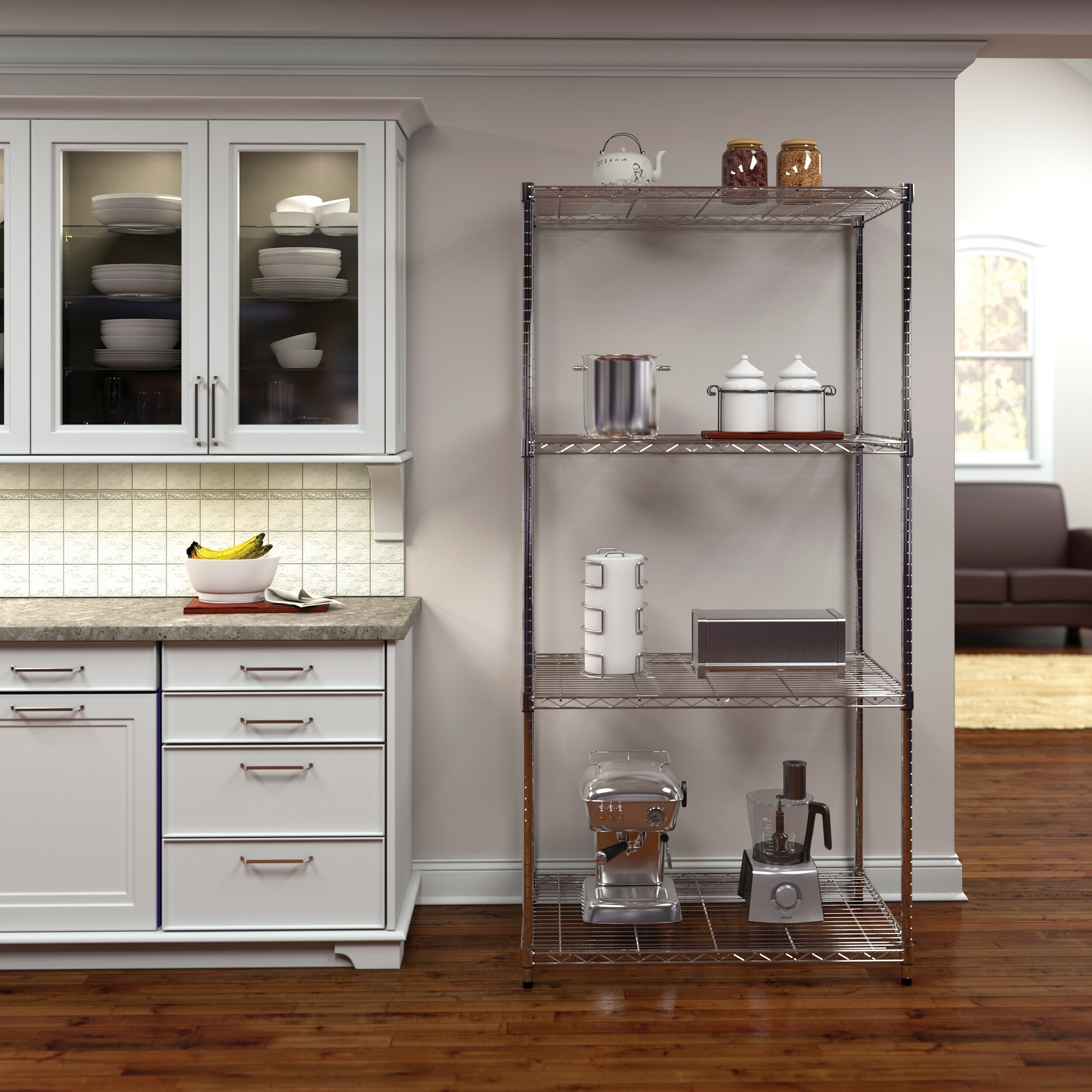 OFM Adjustable Wire Shelving Unit 36 x 72, 24" Depth Chrome 24" D x 36