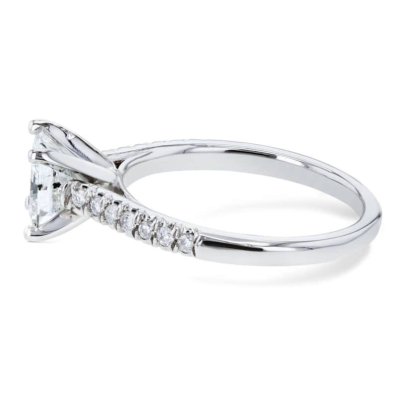 Annello by Kobelli 14k White Gold 1 1/6ct TDW Princess Diamond French-pave Cathedral Engagement Ring (GHI, I1-I2)