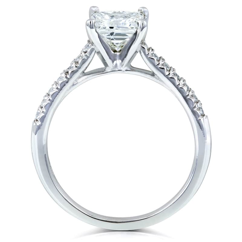 Annello by Kobelli 14k White Gold 1 1/6ct TDW Princess Diamond French-pave Cathedral Engagement Ring (GHI, I1-I2)