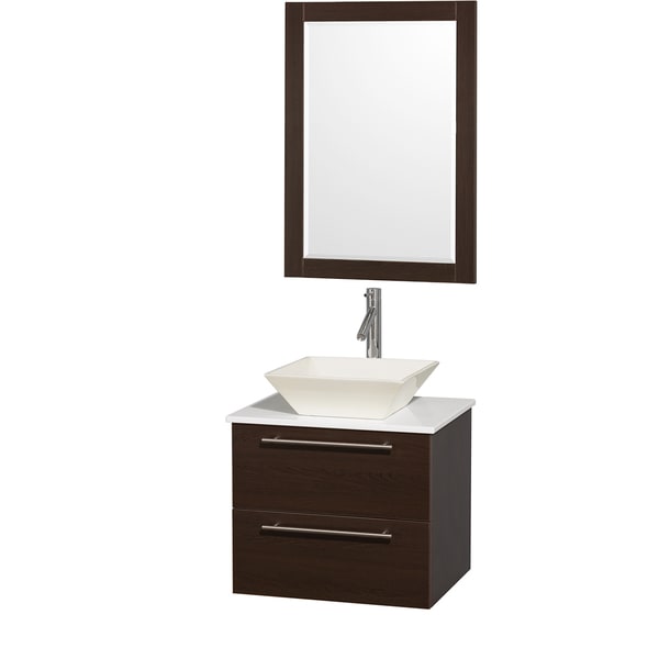 Wyndham Collection Amare 24 inch Espresso/ White Top/ Bone Sink